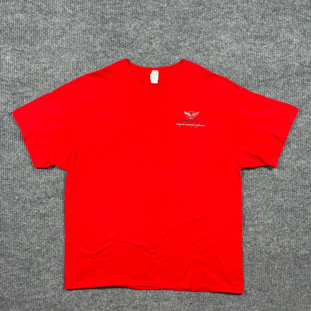 Vintage Corvette T-Shirt Mens Size 2XL Red Delta Magnum Weight Graphic Car Back